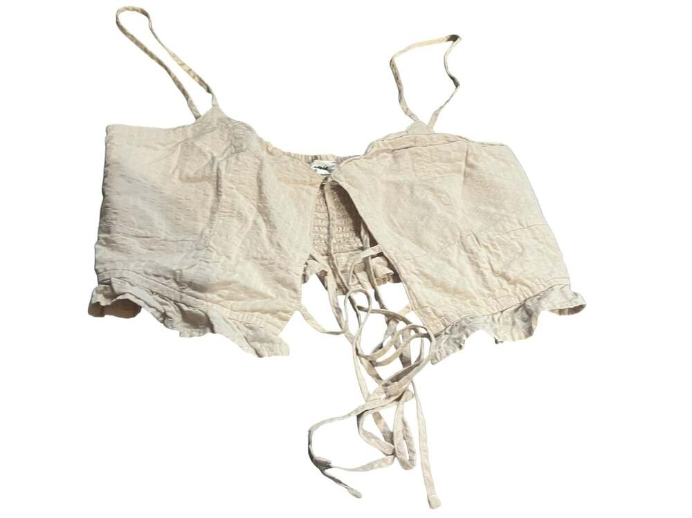 Aerie Smocked Tie-Front Crop Top